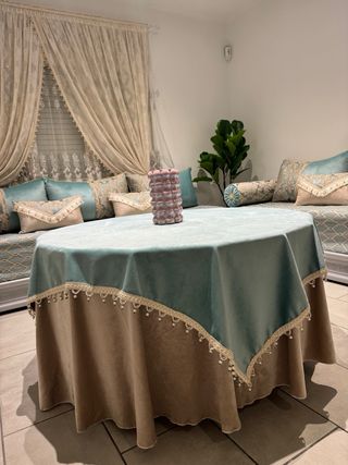 Sofá Marroquí Beige y Turquesa