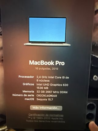 MacBook Pro 16” 2019 i9 2.4GHz 512GB y 32gb Ram