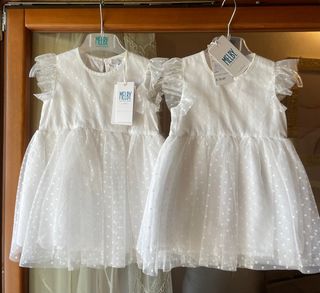 Abiti battesimo gemelle 9-12 mesi Melby