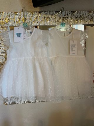 Abiti battesimo gemelle 9-12 mesi Melby