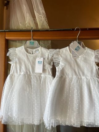 Abiti battesimo gemelle 9-12 mesi Melby