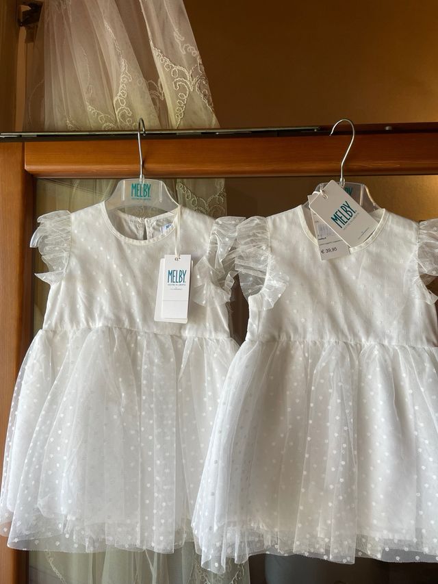 Abiti battesimo gemelle 9-12 mesi Melby