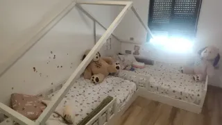 Cama casita gemelar blanca