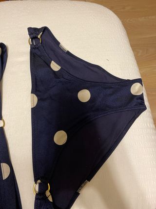 Bikini lunares azul y beige talla M