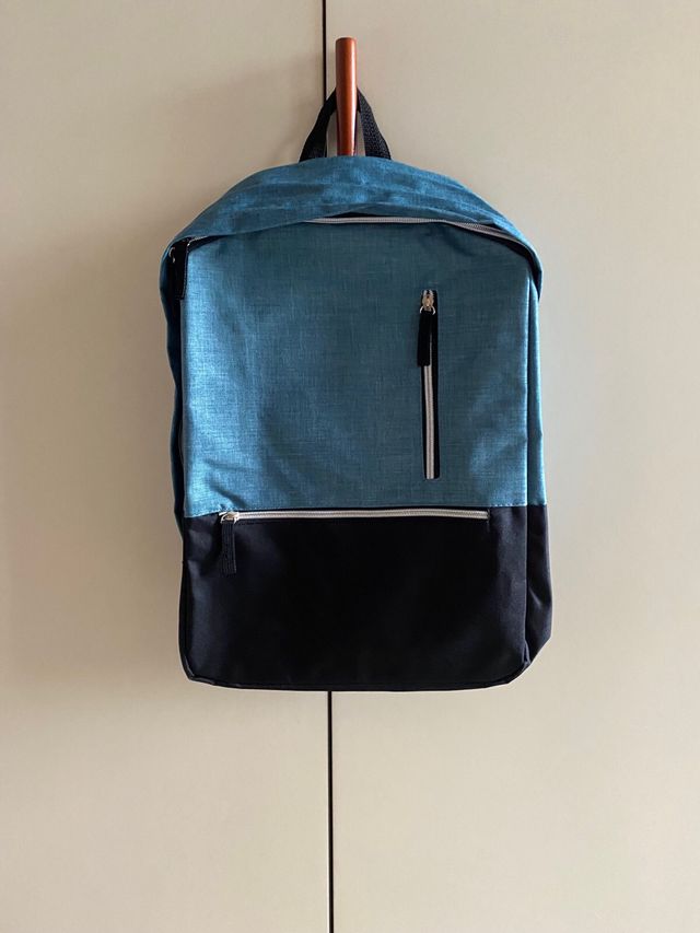 Zaino tessuto bicolore nero e blu