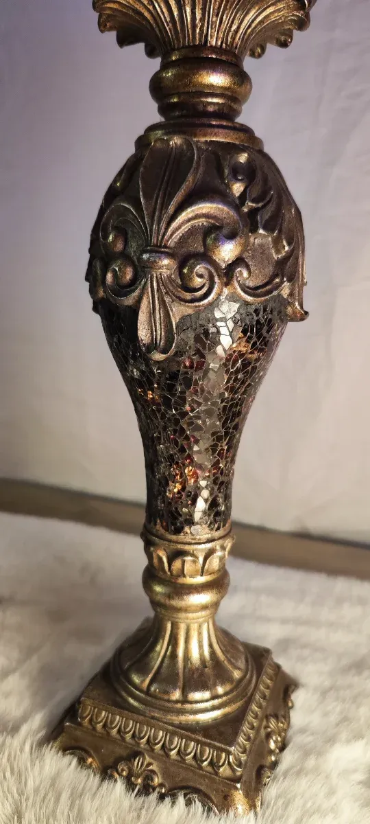 2 Candeleros estilo Toscano Bronce,Mosaico Cristal