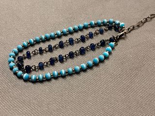 Pulseras turquesa y marino de cristal