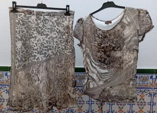 Conjunto Blusa y Falda Estampado Animal Print