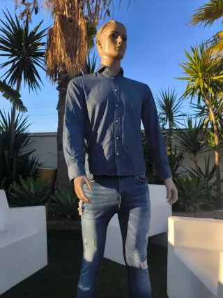 Camisa de vestir  color vaquero para hombre