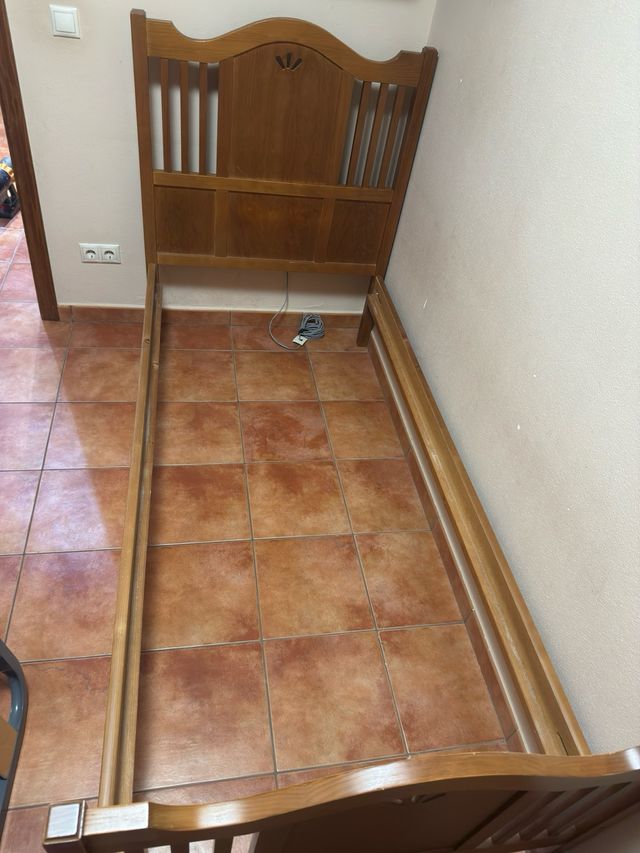 Cama individual roble con somier
