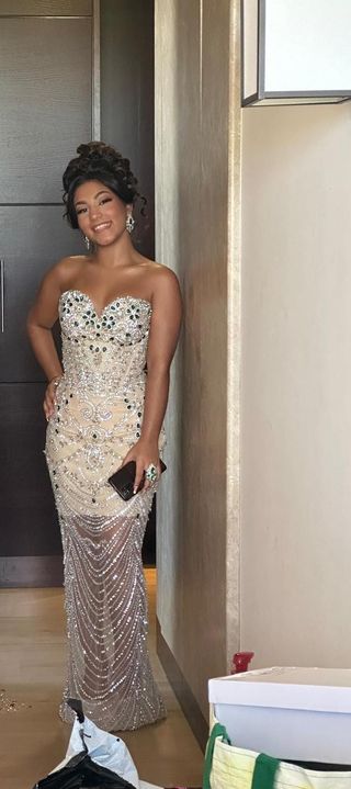 Vestido de fiesta gitana blanco y verde