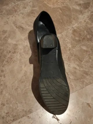 Zapatos con tacón negros para mujer de piel y T-37