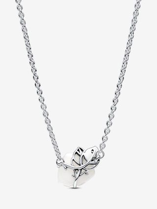 Collar Pandora Rosa Blanca y Plata
