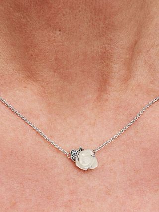 Collar Pandora Rosa Blanca y Plata