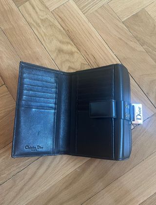 Cartera Dior Monogram Lona Piel Negra