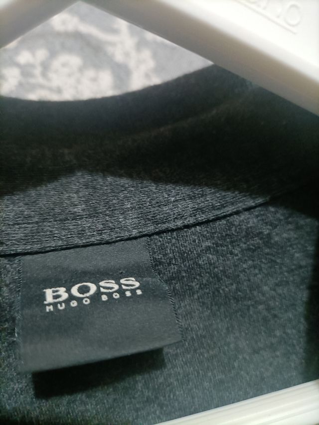 Polo Hugo Boss Manga Larga Gris Talla M