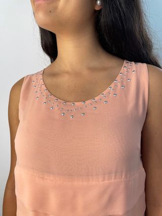 Abito da cocktail vintage stile boho color pesca || S 