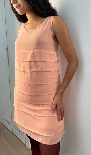 Abito da cocktail vintage stile boho color pesca || S 