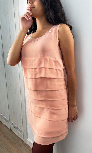 Abito da cocktail vintage stile boho color pesca || S 