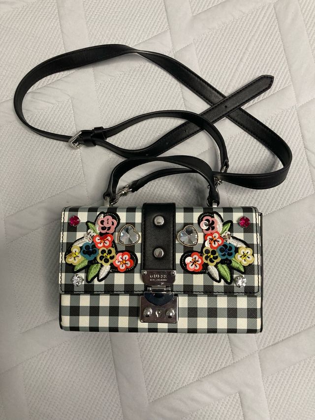 Bolso Guess bandolera cuadros flores