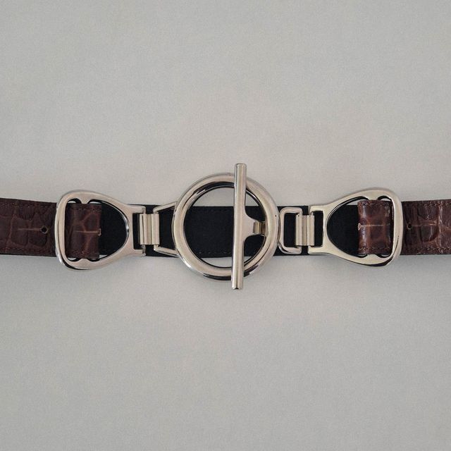 Cinturón fino Vintage Piel Sintética/Cocodrilo