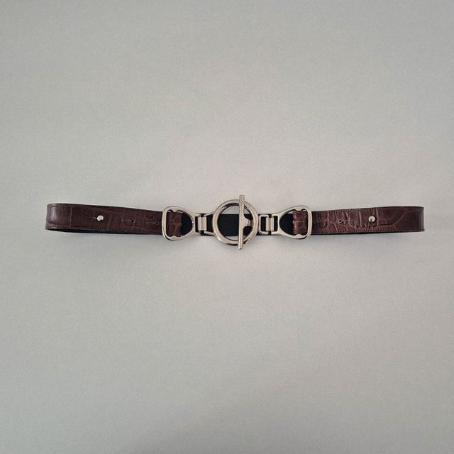 Cinturón fino Vintage Piel Sintética/Cocodrilo