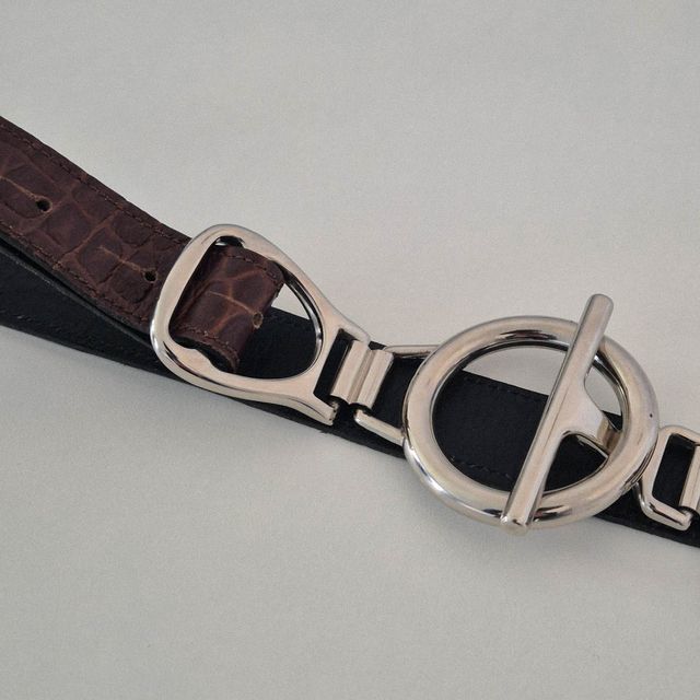 Cinturón fino Vintage Piel Sintética/Cocodrilo