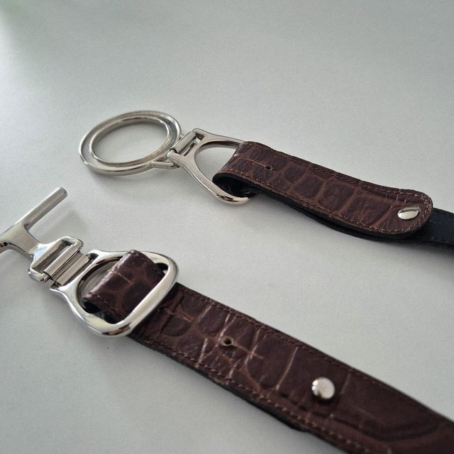 Cinturón fino Vintage Piel Sintética/Cocodrilo