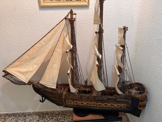 Maqueta Barco Madera Velas Artesano