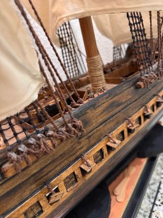 Maqueta Barco Madera Velas Artesano