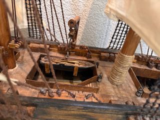 Maqueta Barco Madera Velas Artesano