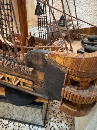 Maqueta Barco Madera Velas Artesano