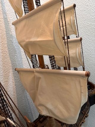Maqueta Barco Madera Velas Artesano