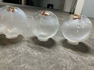 3 Tulipas de  Cristal Murano Dorados Transparentes