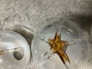 3 Tulipas de  Cristal Murano Dorados Transparentes