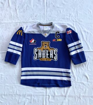 Maglia hockey vintage blu logo tigre Canada y2k