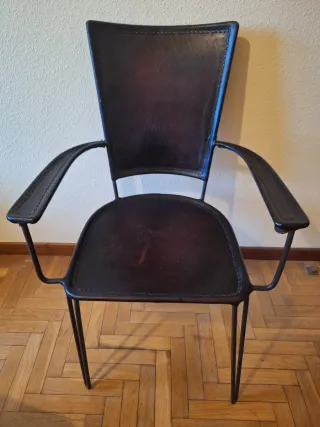Sedia in ferro battuto e pelle