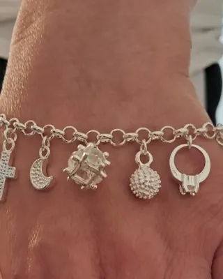 Pulsera Plata Ley S925 con Dijes