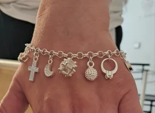 Pulsera Plata Ley S925 con Dijes