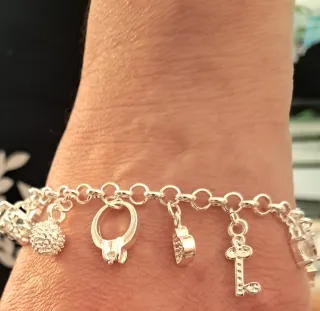 Pulsera Plata Ley S925 con Dijes