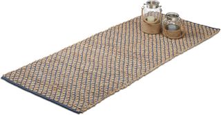 Tappeto in iuta e fibra 200x80cm Beige/Blu