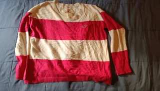 Jersey Hollister Rayas Beige y Rosa Talla S