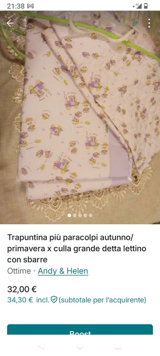Set lenzuola culla/lettino con orsetto