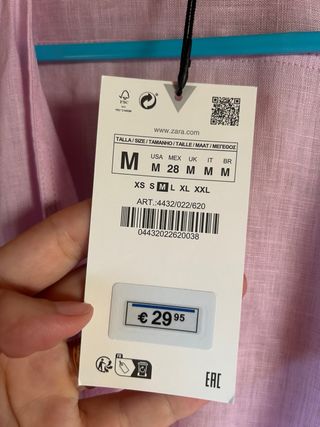 Camisa Zara Lino Rosa Talla M