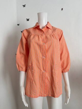 Camisa cuadros naranja vintage Talla L