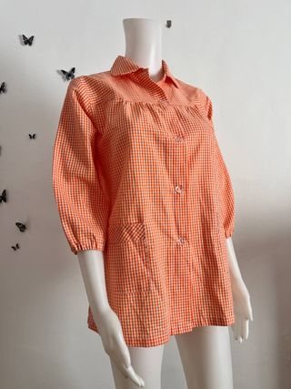 Camisa cuadros naranja vintage Talla L