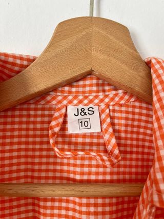 Camisa cuadros naranja vintage Talla L
