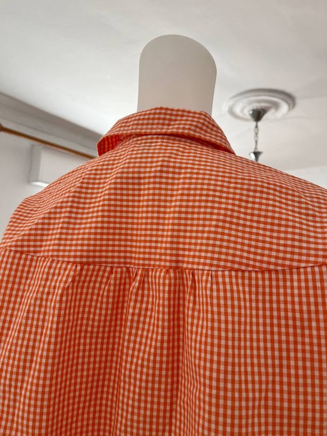 Camisa cuadros naranja vintage Talla L