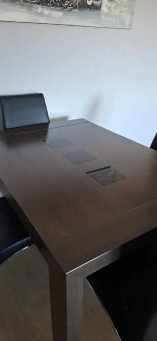 Mesa comedor extensible madera y cristal
