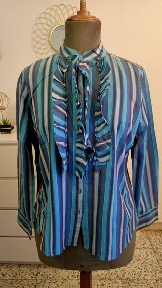 Blusa Rayas Azul y Teal